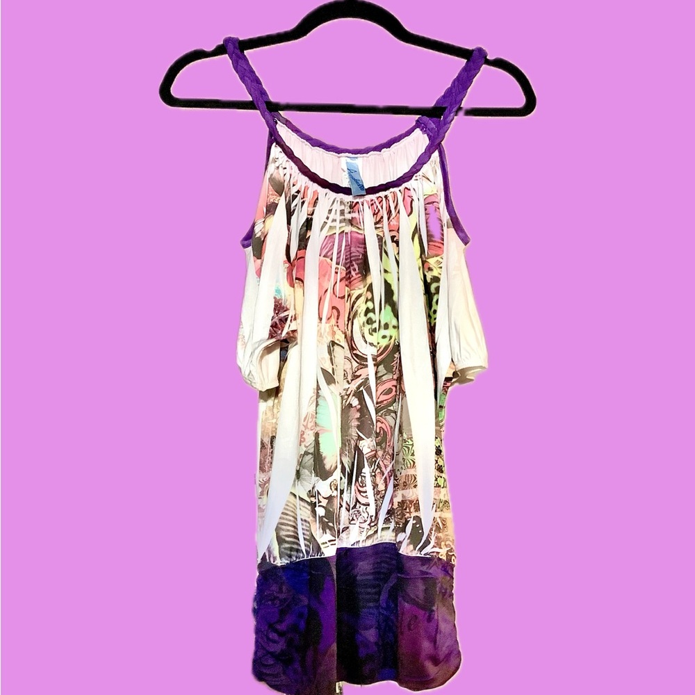 Women's Multicolor Open Sleeve Top